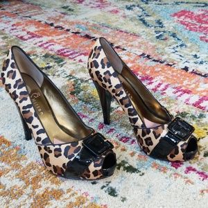 Cheetah Print Peep Toe Heels